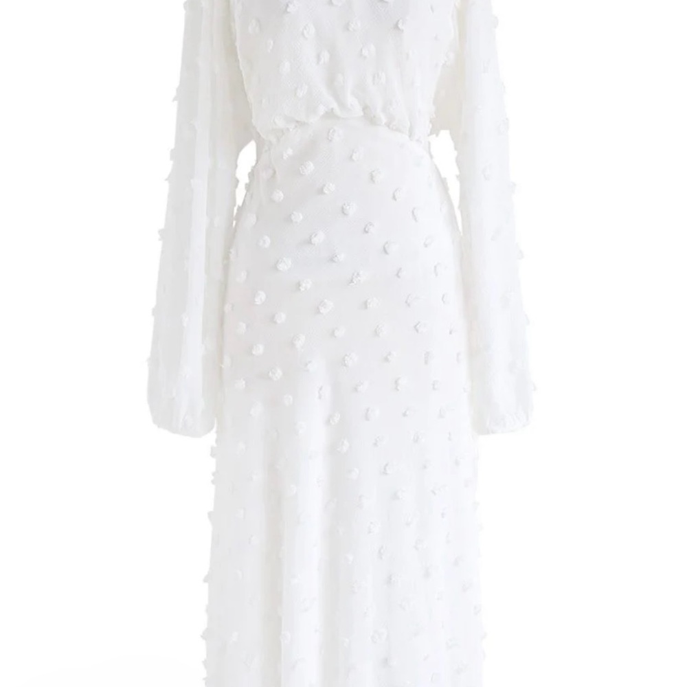 Chicwish White Textured Cotton Candy Midi Dress